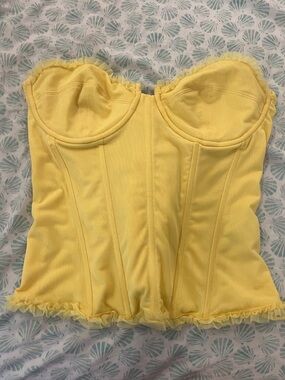 Yellow Ruffle mesh corset